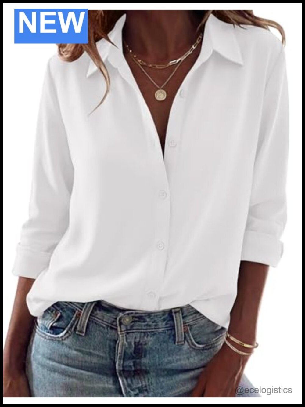 Dressy Casual Long Sleeve Button Down Blouse with Collar, Lightweight Soft
